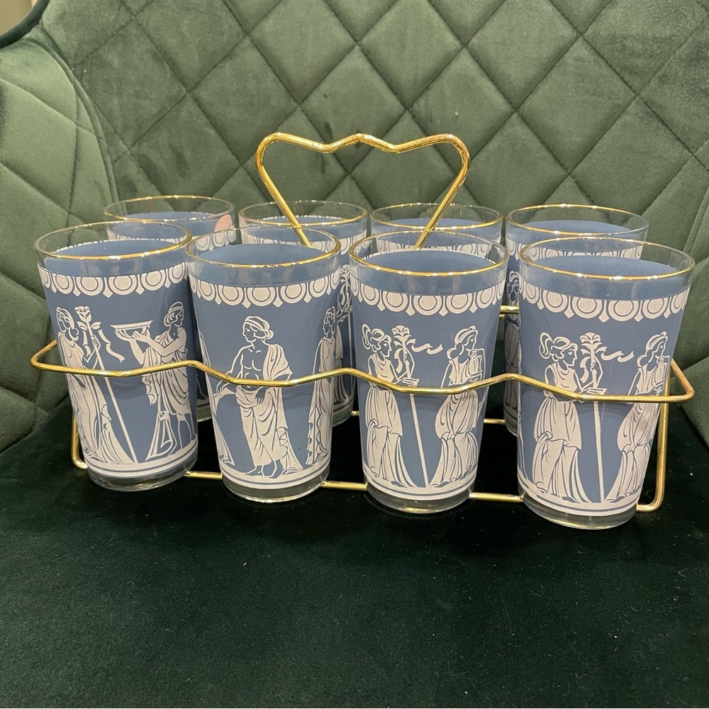 Vintage Jeannette Glass Blue Tumbler Glasses